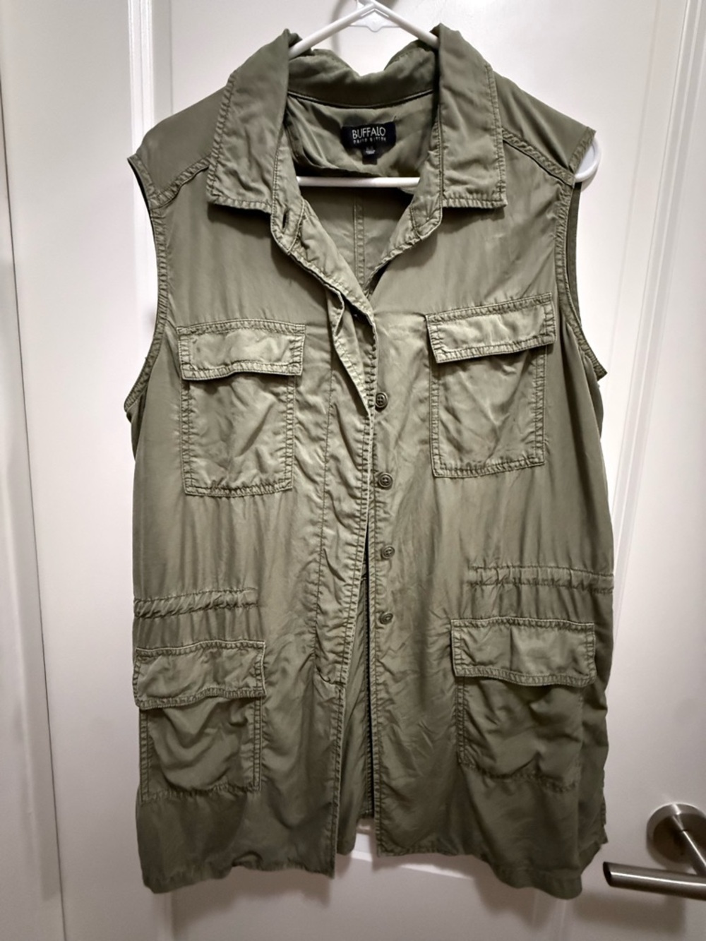 Buffalo David Bitton Olive Utility Vest - Women's Pocketed Sleeveless Jacket